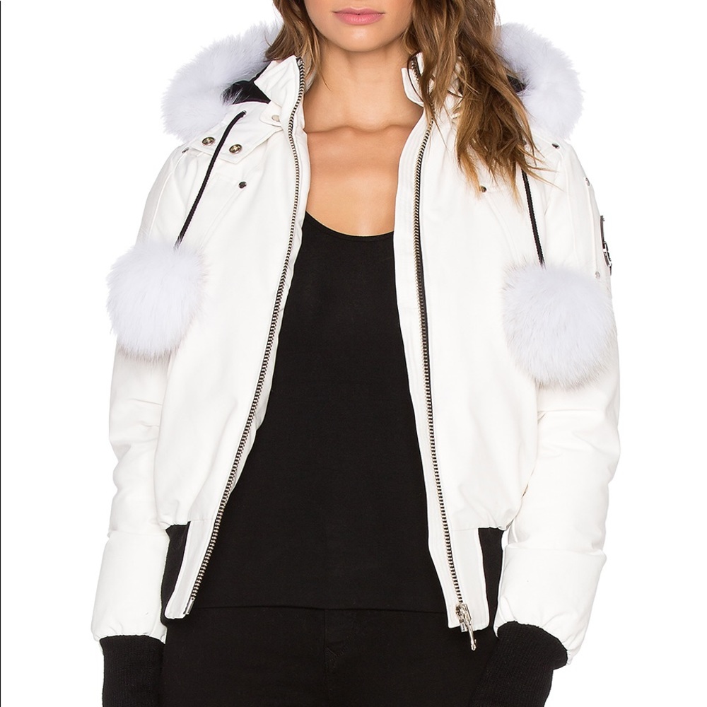 Moose Knuckles Debbie Bomber (Cream w/ Black Fur)